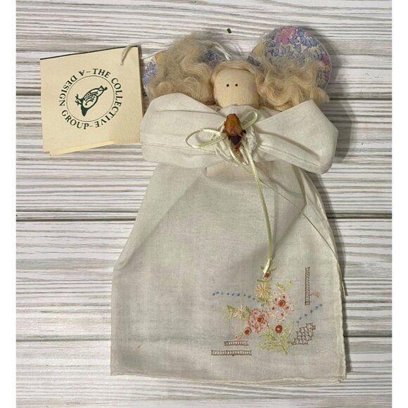 Vintage Embroidered Angel Christmas Ornament Floral Handmade Doll 8" - Picture 1 of 5